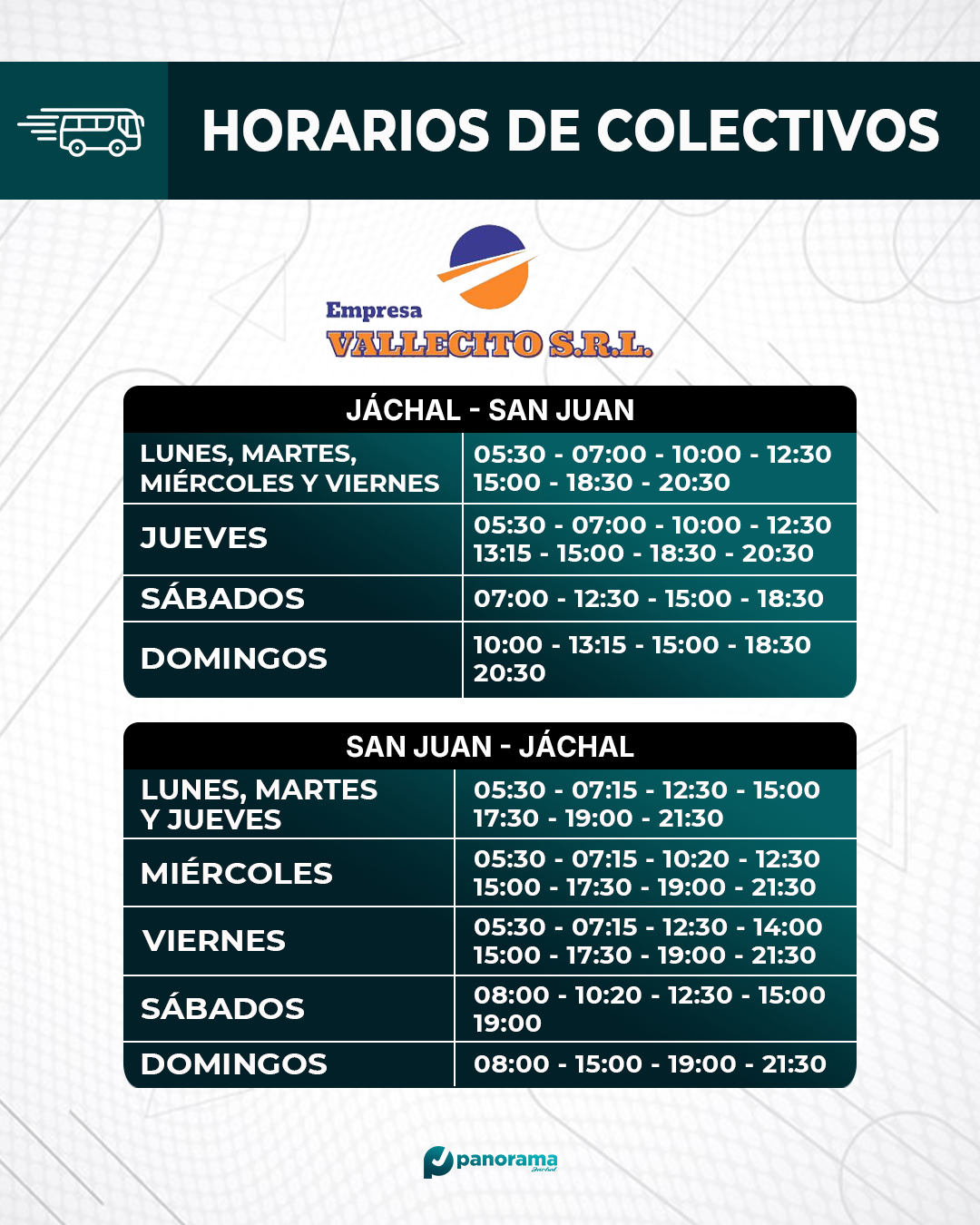 Horarios Vallecito
