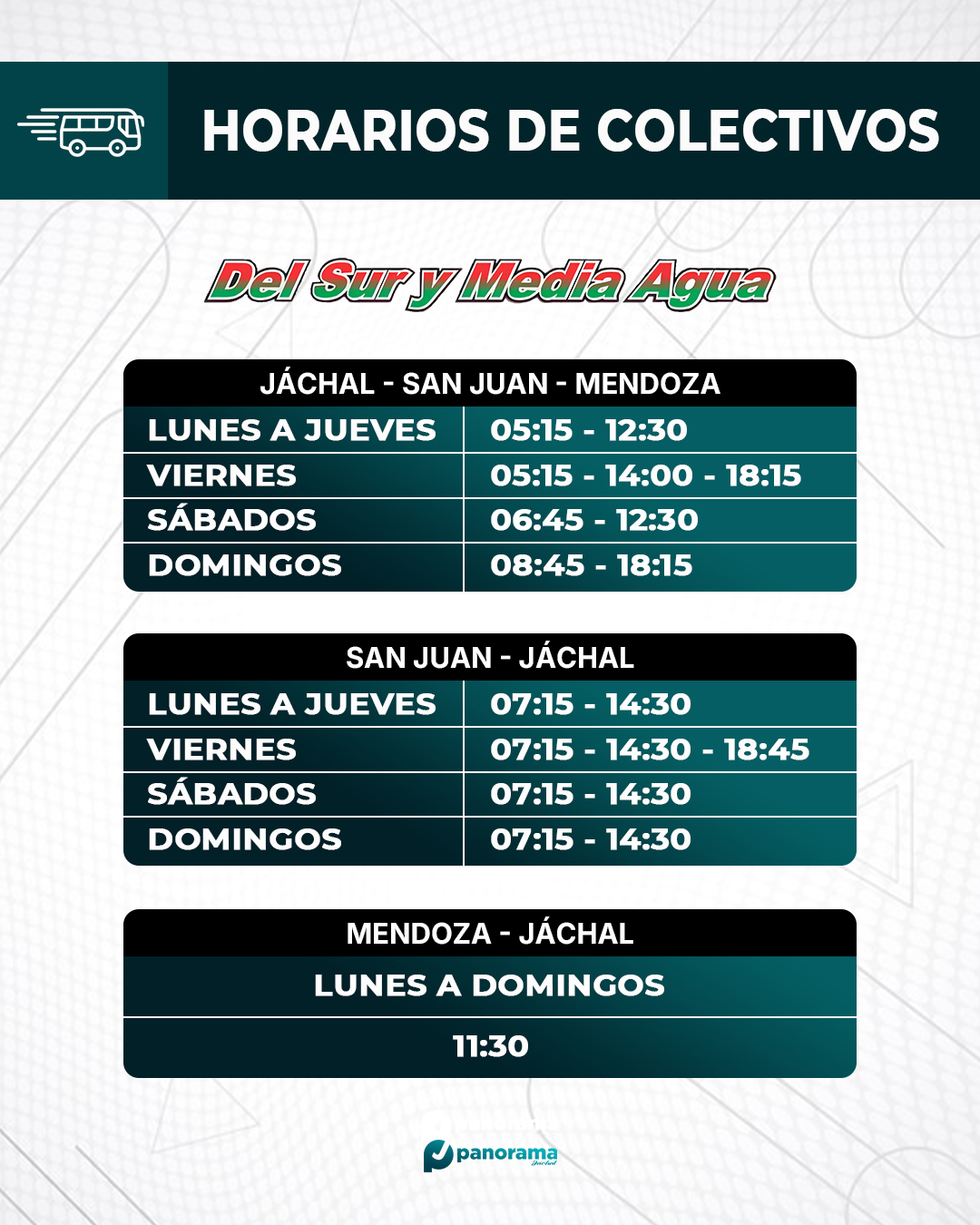 Horarios Del Sur y Media Agua