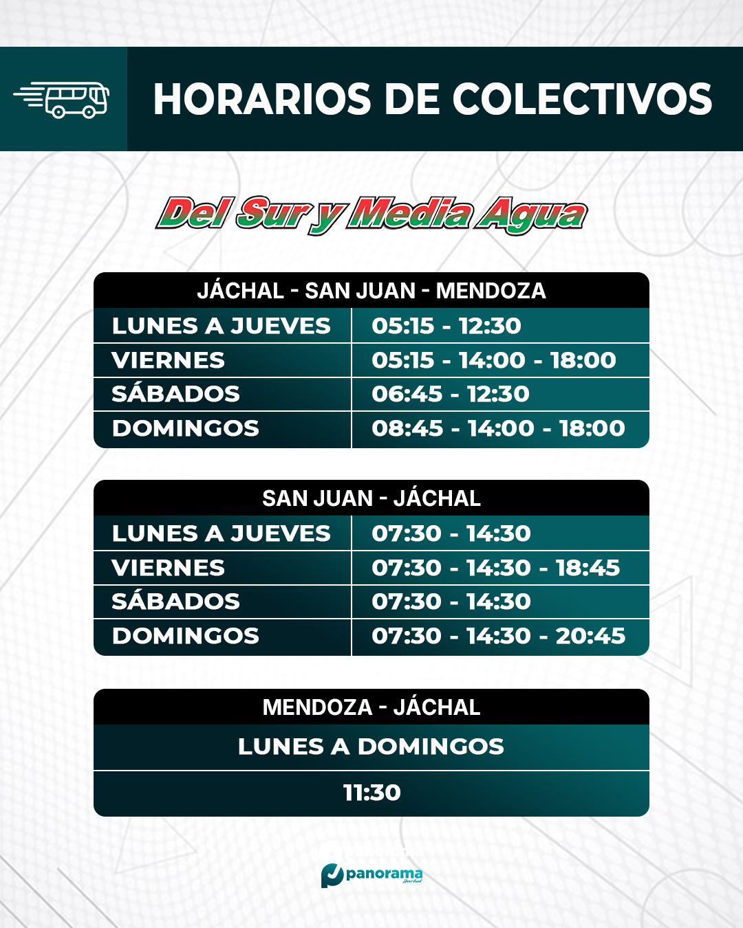 Horarios Del Sur y Media Agua